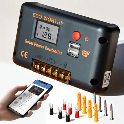 ECO-WORTHY 30A Solarladeregler 12v /24v PWM mit Bluetooth & APP für Solar System