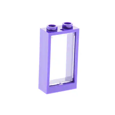 1x Lego Fenster Rahmen 1x2x3 dunkel lila Scheibe transparent weiß 60602 60593