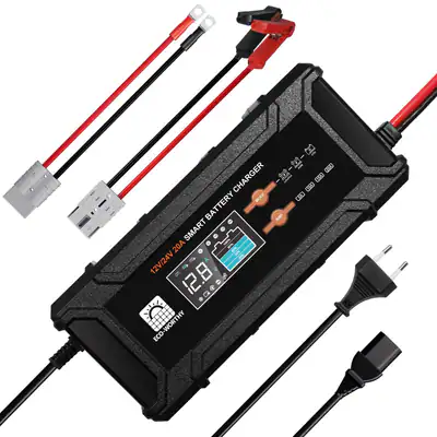12V/24V 5-20A Batterie Ladegerät Auto für LiFePO4 Blei-Säure Motorrad ECO-WORTHY
