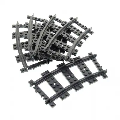 5x Lego Eisenbahn Schienen neu-dunkel grau gebogen Kurve Zug 4279717 53400