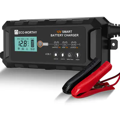 ECO-WORTHY 12V 10A Batterie Ladegerät für LiFePO4 Lithium Batterie Auto Motorrad