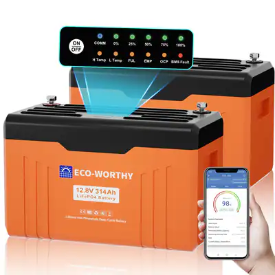 12V 314Ah 2 Pack Bluetooth LiFePO4 akku Statusanzeige für Wohnmobile ECO-WORTHY