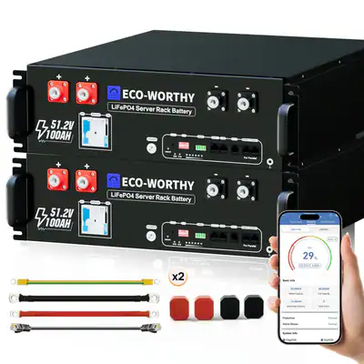 ECO-WORTHY 48V 100Ah Speicher Bluetooth LiFePO4 Stromspeicher Akku 5,12kWh