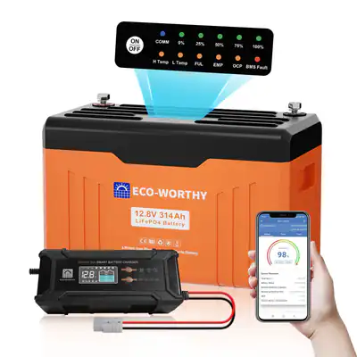 12V 314Ah LiFePO4 Bluetooth Lithium Batterie mit 20A Ladegerät für Wohnmobile