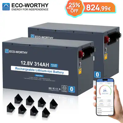 ECO-WORTHY 12V 314Ah*2 EnergyRock LiFePO4 Batterie Metallgehäuse für Wohnmobile
