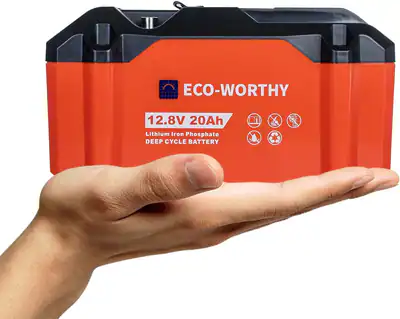 ECO-WORTHY 12V 20Ah LiFePO4 Batterie Lithium Akku mit DC Ausgangs für Camping