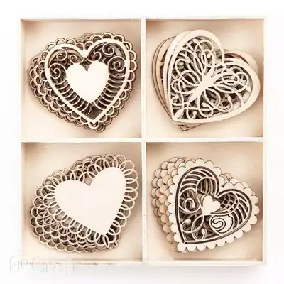 Serca drewniane 20szt Dalprint