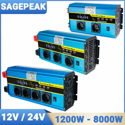 4000W/8000W 500W/1200W Reiner Sinus Wechselrichter Spannungswandler 12V 24V 230V