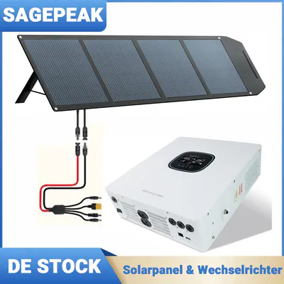 Solarpanel 300W 400W 500W Faltbar Tragbar Solarmodul Hybrid Solar Wechselrichter
