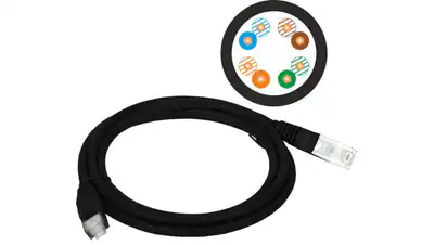 Patch-cord U/UTP kat.5e PVC 5.0m czarny KKU5CZA5