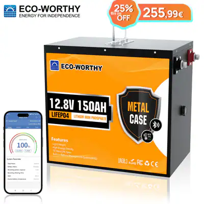 12V 150Ah LiFePO4 Bluetooth Lithium akku Metallhülle fur Wohnmobile ECO-WORTHY