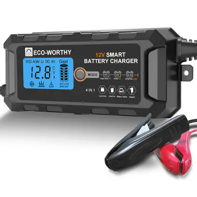ECO-WORTHY 12V 5A Batterie Ladegerät für LiFePO4 Lithium Batterie Auto Motorrad