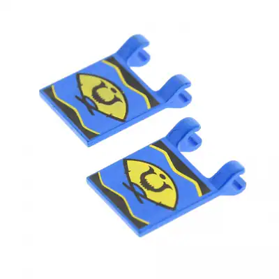 2x Lego Fahne 2x2 blau bedruckt Ninja Fächer gold Set 6093 6089 2335px2