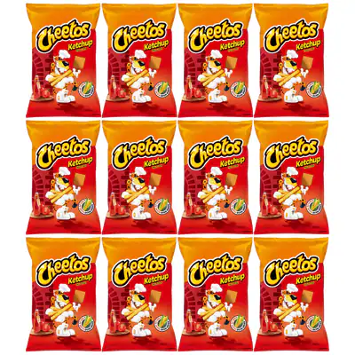 Cheetos Chrupki kukurydziane o smaku ketchupowym 85 g x 12 sztuk ZESTAWY