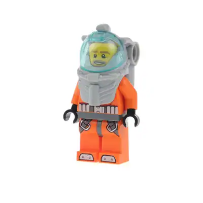 1x Lego Minifigur City Tief See Taucher Anzug orange Helm 60095 60091 cty0560