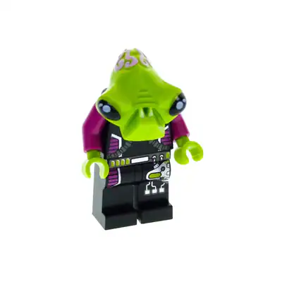 1x Lego Minifigur Alien Conquest Pilot schwarz magenta Kopf lime 7067 7052 ac002