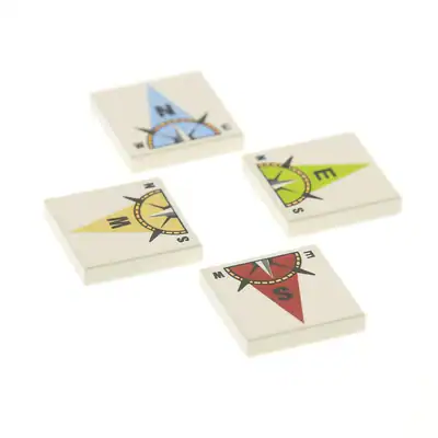 4x Lego Fliese 2x2 weiß Himmels Richtung Kompass Atlantis Spiel 3851 3068