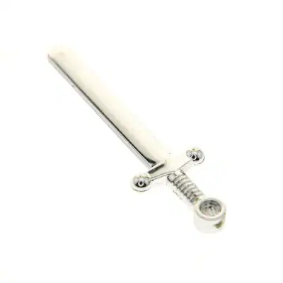 1x Lego Figuren Waffe Schwert chrome silber Langschwert abgerundet 4842 71014 59