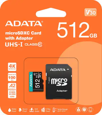 4710273771359 Adata Karta pamięci microSD Premier Pro 512 GB UHS1 U3 V30 A2 + ad