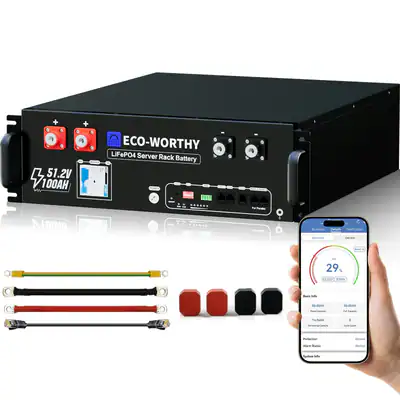 ECO-WORTHY 48V 100Ah LiFePO4 Bluetooth Akku 5,12 kWh Energiespeicher