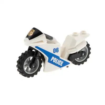 1x Lego Motorrad Sport weiß Police 06 blau Fahrgestell 18896 18895pb23