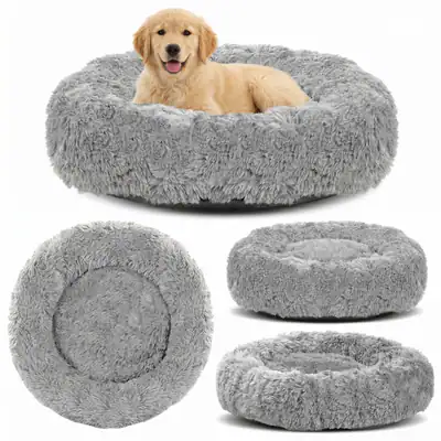 Hundebett Shaggy Wolke 120 cm hellgrau antistress KINGDOG