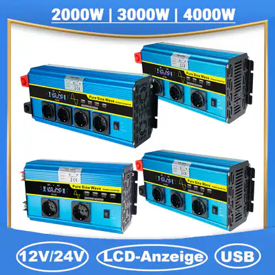 4000W -8000W Reiner Sinus Wechselrichter DC 12V 24V auf AC 230V Spannungswandler