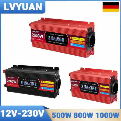 500W 800W 1000W Spannungswandler 12V auf 230V Auto Wechselrichter 2USB Camping