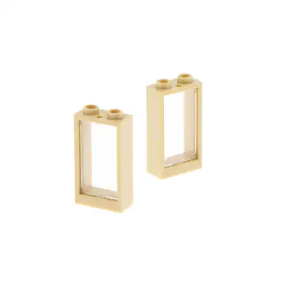 2x Lego Fenster Rahmen 1x2x3 beige Scheibe transparent weiß 6034929 60593