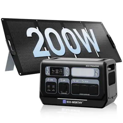 ECO-WORTHY 2048Wh Tragbare Powerstation & 200W Faltbar Solarpanel für Wohnmobile