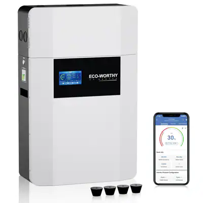 ECO-WORTHY 48V 100Ah Wandmontage LiFePO4 Batterie mit Anschlussdose für Speicher