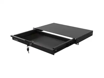 19" Rack Cabinet Drawer 1U 270 mm Black 1U / 483 ? 270 mm, Load Capacity up to 3
