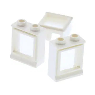 3x Lego Fenster Rahmen 75° 1x2x2 weiß Scheibe transparent weiß Eisenbahn 7026c01