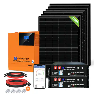 48V 2580W (6 x 430W) Solaranlage Komplettes photovoltaikanlage 10,24kwh LiFePO4