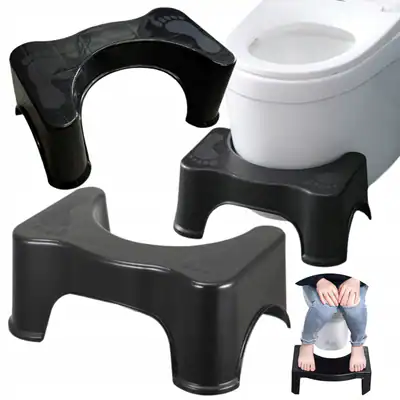 Toilettenhocker mit Antirutsch, schwarz – ergonomischer WC-Hocker