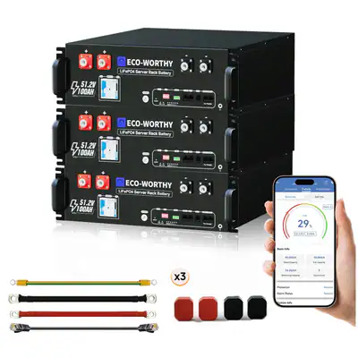 ECO-WORTHY 48V 100Ah（3pcs）Batteriespeicher LiFePO4 15,36kWh für den Hausgebrauch