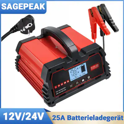 25A Auto Intelligentes Batterieladegerät 12V 24V Impuls Reparatur für AGM GEL