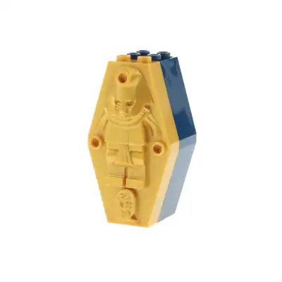 1x Lego Sarg Box 3x4x6 blau Sarkophag Deckel hell gold Mumie Relief 30164 30163
