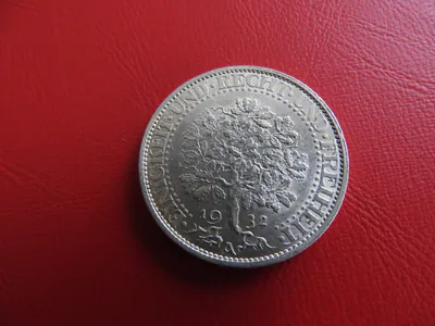 * Weimarer Republik 5 Reichsmark 1932 A. Silber * Eichbaum (193)(Alb.7)