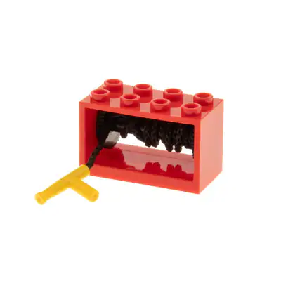 1x Lego Seilwinde 2x4x2 rot Seil Schlauch Düse gelb komplett Noppen leer 4209c07