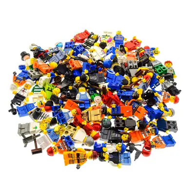 10x Lego Minifiguren City Mann Frau Zubehör z.B.: Haare Mütze Helm Cap gemischt
