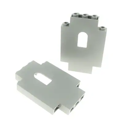 2x Lego Mauerteil B-Ware abgenutzt 2x5x6 alt-hell grau Wand Fenster Burg 4444