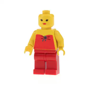 1x Lego Minifigur Classic Town Frau Mädchen Top Beine rot 10036 fbr001