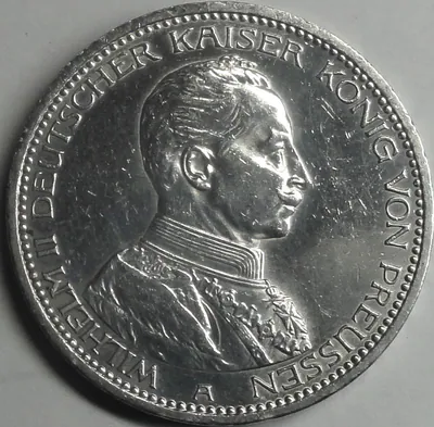 Kaiserreich 5 Mark 1913 A Silber 25 J Kaiser Wilhelm II. Uniform st-/unc- Kapsel
