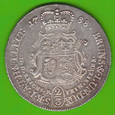 Münze Silber Braunschweig-Calenberg-Hannover 2/3 Taler 1788 hübsch nswleipzig