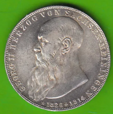 Münze Silber Sachsen-Meiningen 2 Mark 1915 Tod Georg toll erhalten nswleipzig