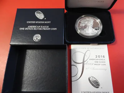 * USA Silver Eagle 1 Dollar 2016 W. Proof/PP * 1 Oz Silber 999 * (Ki.22)