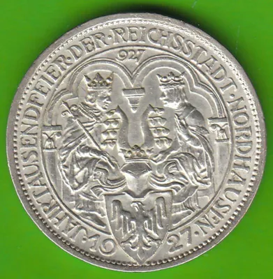 Münze Silber 3 Reichsmark 1927 A Nordhausen in vz nswleipzig