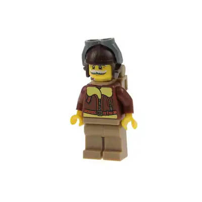 1x Lego Minifiguren Serie 3 Pilot braun Helm Brille Rucksack 8803 col03-2 col036