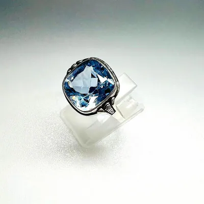 Art Deco Ring mit facettiertem Topaz Vintage Style Statement Silver EU 60 US 9